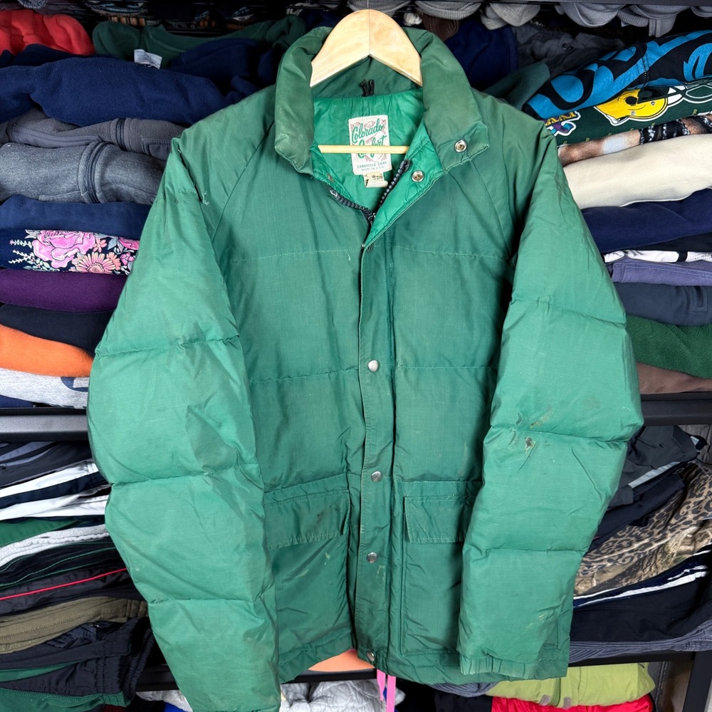 Vintage‎ 70's Colorado Comfort Green Goose Down Puffer Jacket Mens Medium